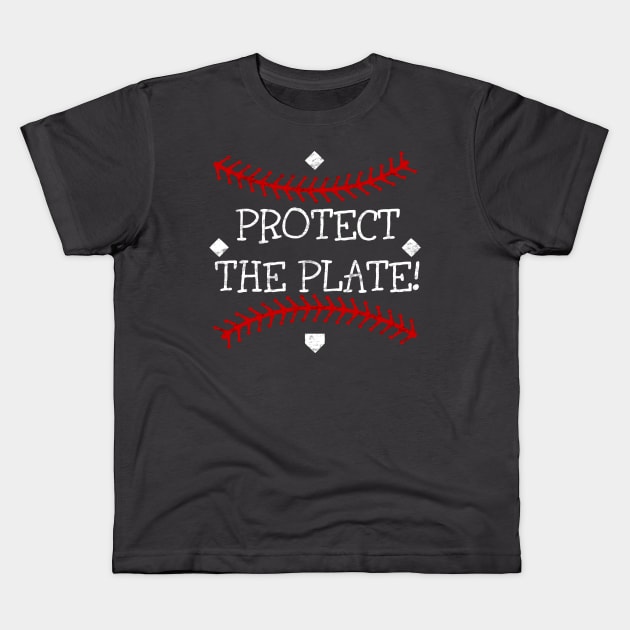 Vintage Baseball Softball Protect the Plate Kids T-Shirt by TeeCreations